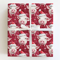 Santa Hat Farm Animal Gift Wrap, Christmas Pig Wrapping Paper, Adorable Watercolor Pig Wrapping Paper, Holiday Pig Gift Wrapping Paper