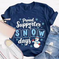 Science Teacher Christmas Shirt, Proud Supporter of Snow Days Shirt, Humorous Winter Snowman T-Shirt, Snowflake Graphic Tee, Teacher Present