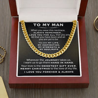Stainless Steel Chain Necklace, To My Soulmate Cuban Link Chain Necklace, Gold Cuban Link Necklace, Christmas Present for Husband or Soulmate