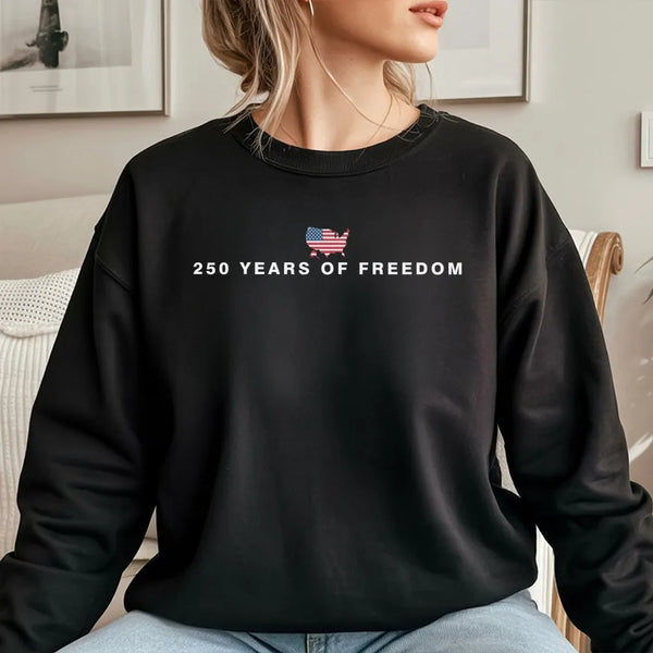 America 250th Anniversary Sweatshirt | 250 Years of Freedom USA Flag Map Design | Soft Cotton Polyester Blend | Patriotic Gift for Americans