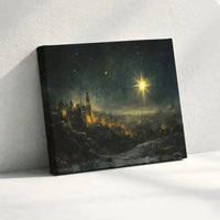 Winter Cityscape Canvas Art, Star of Bethlehem Canvas Print, Holy Night Sky Canvas, Religious Christmas Decor Canvas, Holiday Wall Art Present