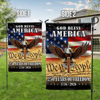 God Bless America Garden Flag | 250 Years of Freedom 1776-2026 | Eagle Cross Patriotic Design | Weather-Resistant Polyester