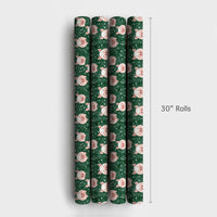 Farm Animal Snowflake Gift Wrap, Adorable Pig Christmas Wrapping Paper, Watercolor Piggy Wrapping Paper Roll