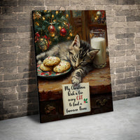 Adorable Cat Wish Quote Canvas Print, Sleeping Kitten Christmas Canvas Art, Holiday Cat Lover Canvas Decor, Pet Digital Download Present