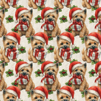 Festive Terrier Dog Gift Wrap, Cairn Terrier Christmas Wrapping Paper, Adorable Puppy Holiday Wrapping Paper, Xmas Dog Lover Present Paper Roll