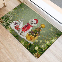 Snow Dog Xmas Tree Welcome Mat, Maltese Christmas Doormat, Festive Maltese Holiday Doormat, Winter Pet Floor Mat, Dog Lover Present