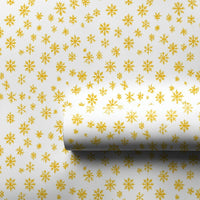 Yellow Winter Snowflake Gift Wrap, Golden Snowflake Wrapping Paper, Elegant Holiday Wrapping Paper, Christmas Present Paper, Gift Wrap Roll