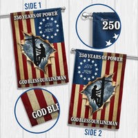 Lineman Garden Flag | 250 Years of Power 1776-2026 | American Flag Design | Patriotic Outdoor Decor Gift for Electrical Workers