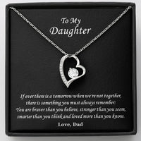 Daughter Necklace, Forever Love Heart Necklace, 14K White Gold Finish Pendant Necklace, Cubic Zirconia Jewelry, Christmas Present for Daughter