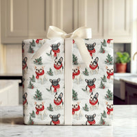 Adorable Frenchie Winter Gift Wrap, French Bulldog Christmas Wrapping Paper, French Bulldog Holiday Present Paper, Dog Lover Xmas Wrapping Paper