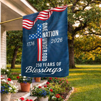 250 Years of Blessings Garden Flag | One Nation Under God 1776-2026 | Double-Sided Patriotic Americana Decor | UV-Resistant Polyester