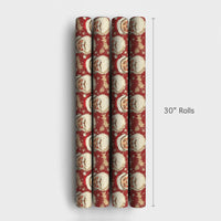 Retro Christmas Gift Wrap, Vintage Santa Claus Wrapping Paper, Nostalgic Santa Face Gift Wrapping Paper, Holiday Season Present Paper Roll