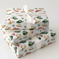Cowboy Hat Holiday Gift Wrap Roll, Western Christmas Wrapping Paper, Rustic Country Xmas Wrapping Paper, Western Holiday Gift Wrap Paper