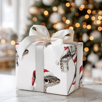 Santa Hat Reptile Holiday Gift Wrap, Snake Christmas Wrapping Paper, Watercolor Serpent Wrapping Paper, Humorous Animal Festive Wrapping Paper