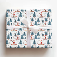 Winter Forest Holiday Gift Wrap, Paddleboarding Santa Wrapping Paper, Outdoor Santa Claus Paper, Christmas Present Wrapping Paper Roll