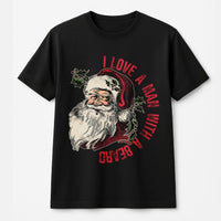Vintage Santa Graphic Tee, I Love a Man with a Beard Christmas Shirt, Humorous Holiday Couple T-Shirt, Retro Xmas Tee, Festive Present for Her