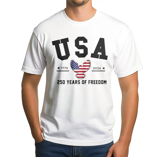 USA 250 Years of Freedom T-Shirt | 1776-2026 Patriotic Eagle Design | Soft Breathable Cotton | Gift for American History Enthusiasts