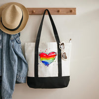 Colorful Heart Color-blocked Canvas Bag