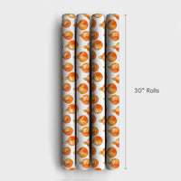 Gold Bauble Holiday Wrapping Paper, Orange Ornament Christmas Wrapping Paper, Watercolor Festive Wrapping Paper, Winter Seasonal Gift Wrap