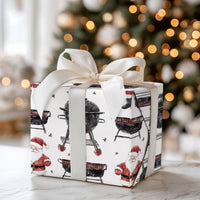 Grill Master Gift Wrap, BBQ Santa Wrapping Paper, Humorous Charcoal Grill Christmas Wrapping Paper, Cookout Holiday Gift Wrapping Paper