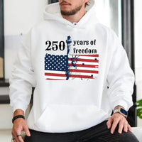 250 Years of Freedom Hoodie | American Flag Statue of Liberty Graphic | Soft Cotton Blend Sweatshirt | Patriotic USA Anniversary Gift