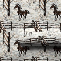 Snowy Equestrian Gift Wrap, Winter Horse Wrapping Paper, Rustic Pinto Horse Christmas Wrapping Paper, Farm Holiday Present Wrap Roll
