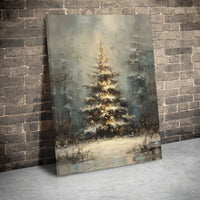 Snowy Forest Winter Print, Christmas Tree Canvas Wall Art, Digital Download Printable Art, Festive Holiday Decor Present