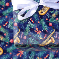 Jazz Music Holiday Gift Wrap, Saxophone Christmas Wrapping Paper, Watercolor Instrument Wrapping Paper, Musician Festive Winter Gift Wrap