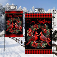 Pine Berries Winter Yard Flag, Red Cardinal Christmas Garden Flag, Double Sided Holiday Bird Lawn Flag, Christmas Yard Decor
