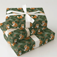 Snowy Pine Holiday Gift Wrap, Woodland Fox Christmas Wrapping Paper, Red Fox Winter Wrapping Paper, Rustic Forest Gift Wrap, Xmas Gift Wrap