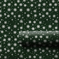 White Snowflakes Christmas Gift Wrap, Dark Green Snowflake Wrapping Paper, Winter Holiday Wrapping Paper, Festive Season Gift Wrapping Paper