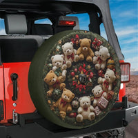 Festive Christmas Holiday Wheel Cover, Teddy Bear Wreath Spare Tire Cover, Adorable Winter Decor Tire Cover for Jeep SUV Truck