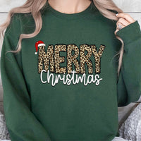 Leopard Print Christmas Sweatshirt, Merry Christmas Sweatshirt, Festive Holiday Sweatshirt, Adorable Xmas Crewneck, Comfy Winter Sweater Present