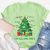 Humorous Geometry Pun Christmas T-Shirt, Oh Geometree Math Teacher Shirt, Holiday Math Teacher Graphic Tee, Xmas Math Teacher Holiday Present