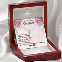 Sparkling Ribbon Pendant Necklace, Daughter Necklace Present from Mom, 14k White Gold Ribbon Pendant, Meaningful Birthday Christmas Present