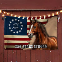 250 Years Strong Horse American Flag | 1776-2026 Commemorative Betsy Ross Design | Double-Sided Polyester House Flag | Patriotic Farm & Garden Decor