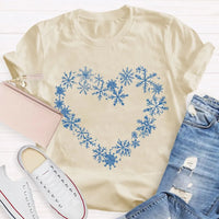 Winter Snow Day Graphic Tee, Snowflake Heart T-Shirt, Adorable Snowflake Heart Shirt, Comfy Holiday Winter Season Tee, Christmas Snow Lover Present