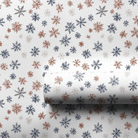 Navy Blue and Rust Gift Wrap, Modern Snowflake Wrapping Paper, Winter Snowflake Wrapping Paper, Elegant Christmas Wrapping Paper Roll