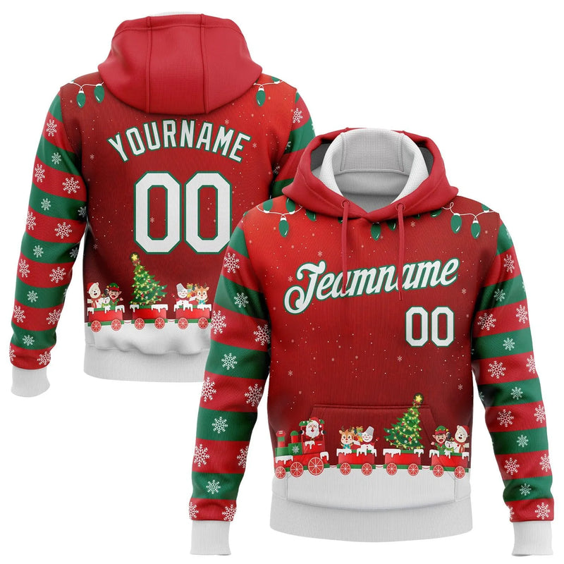 Personalized Name Number Holiday Sweatshirt, Custom Christmas Sports Hoodie, Festive Team Pullover Hoodie, Xmas Sports Present