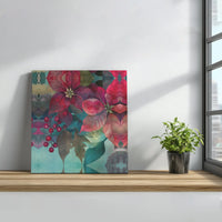 Watercolor Christmas Floral Print, Poinsettia Canvas Wall Art, Poinsettia Digital Download, Holiday Flower Art, Printable Christmas Decor