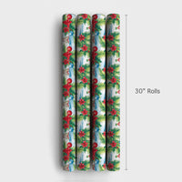 Tropical Palm and Poinsettia Gift Wrap, Coastal Christmas Wrapping Paper, Beach Holiday Wrapping Paper, Ocean Festive Present Wrap