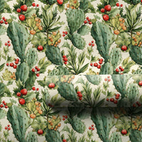 Southwestern Holly Gift Wrap, Watercolor Cactus Christmas Wrapping Paper, Desert Holiday Wrapping Paper, Festive Xmas Wrap