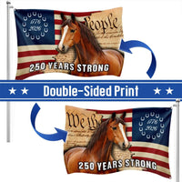250 Years Strong American Horse Flag | 1776-2026 Patriotic Ranch Decor | Double-Sided UV-Resistant Polyester | Horse Lover Gift