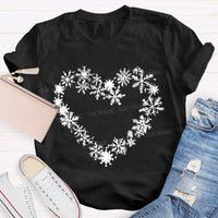 Winter Snow Day Graphic Tee, Snowflake Heart T-Shirt, Adorable Snowflake Heart Shirt, Comfy Holiday Winter Season Tee, Christmas Snow Lover Present