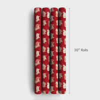 Farmhouse Animal Holiday Gift Wrap, Pink Pig Wrapping Paper, Whimsical Piglet Present Wrap, Adorable Red Pig Theme Christmas Wrapping Paper