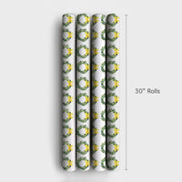 Yellow Bow Holiday Gift Wrap, Green Wreath Christmas Wrapping Paper, Watercolor Botanical Wrapping Paper, Birthday Party Gift Wrap Roll