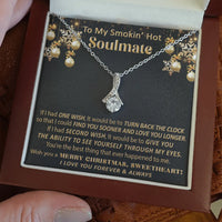 Cubic Zirconia Ribbon Pendant, Soulmate Christmas Ribbon Necklace, 14k White Gold Necklace, Romantic Holiday Jewelry for Her, Soulmate Present