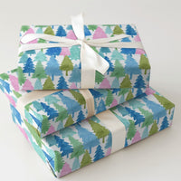 Watercolor Forest Gift Wrap, Pastel Pine Tree Wrapping Paper, Winter Woodland Wrapping Paper, Christmas Holiday Birthday Present Wrap