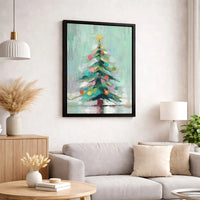 Colorful Christmas Tree Wall Decor, Abstract Christmas Tree Canvas Art, Festive Christmas Canvas Print, Modern Holiday Decor Canvas Present