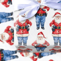 Law Enforcement Santa Claus Gift Wrap, Police Officer Santa Wrapping Paper, Cop Santa Holiday Paper, Christmas Present Wrapping Paper Roll